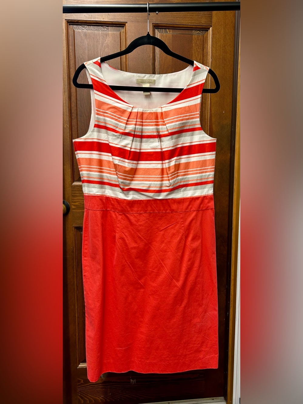 Banana Republic Coral Striped Fit-and-Flare Dress